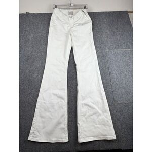 BDG Urban Outfitters Ruched Dipped V Flare White Jeans Women's Size 27 Side Zip